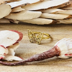 Market Favorite Butterfly Wing <b>Ring</b> Boho Brass <b>Ring</b> For Women 18k Gold Plated Filigree Insect Dainty <b>Open</b> Band <b>Ring</b> Wholesale - Product Image 6