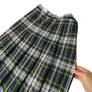 Vestido Clásico Vintage a Cuadros Azul Verde, Falda Escocesa de Lana Plisada con Tartán Gordon para Mujer - Product Image 5