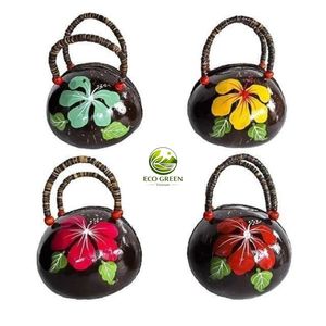 Vietnam Coconut Waterproof Round Handicraft Handmade new customize natural Modern Coconut <b>purse</b> - Product Image 1