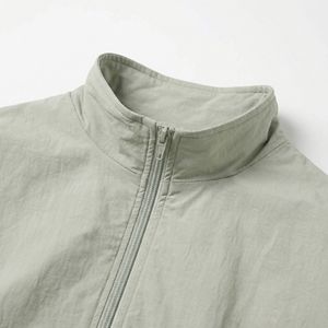 Minimal Sage Cropped Zip Jacket — <b>Light</b> Sage Packable <b>Shell</b> with Rounded Pocket Panels | Unisex OEM/ODM Private Label - Product Image 3