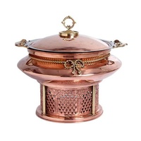 Couvercle de plat à chafing dish décoratif en cuivre antique, écologique, diamètre 33 cm, aspect vintage pour restaurants traditionnels et culturels