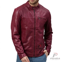 Blouson d'hiver pour homme en cuir véritable, imperméable, léger, avec fermeture éclair, couleur unie, style streetwear et motard, col montant, design personnalisé