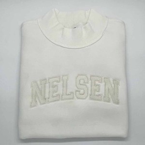 NEL SEN Custom Crew <b>Neck</b> <b>Mock</b> <b>Neck</b> Sweatshirt Letter Embroidery Polka Dot Gingham Patch Cotton - Product Image 1