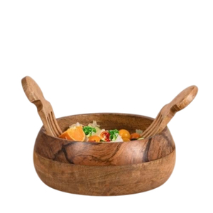 Large Handmade Wooden Salad Bowl Set With <b>Serving</b> <b>Tongs</b> Wood <b>Serving</b> Bowl & Utensils For Kitchen & Dining Eco-Friendly Tableware - Product Image 4