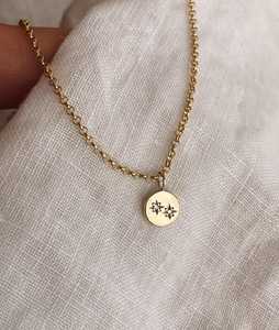 Colliers pendentifs étoile à facettes, diamant de laboratoire taille ronde, fermoir mousqueton, chaîne minimaliste de 17 pouces, 2,7 mm, or massif 14K 18K - Product Image 1