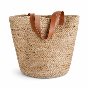 Woven Eco-Friendly Jute Tote <b>Bag</b> with Handles Fashion Style Storage <b>Basket</b> for Daily Use - Product Image 1