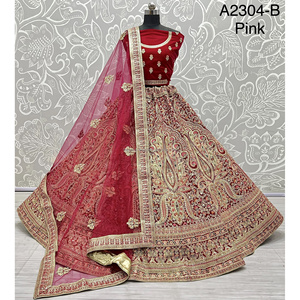 Fabzone Indian Bridal Velvet Collections Robes de mariée avec Zarkhan Work for Brides - Product Image 4