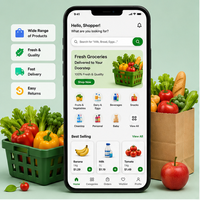 Aplicación Móvil Moderna Multi-idioma para Entrega de Comestibles, Compatible con MAC OS, Versión de Internet, Control de Inventario y Estado de Stock