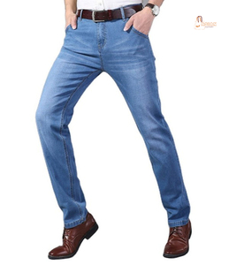 กางเกงยีนส์เดนิมทรงตรงคุณภาพสูงสำหรับผู้ชาย แบบล้างด้วยเลเซอร์ - ผู้ผลิตโดยตรง - Product Image 1