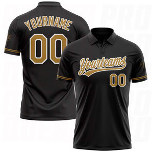 Polos Personalizados con Protección Solar UPF 50+, Camisetas de Golf de Secado Rápido, Polo de Golf de Alto Rendimiento, Camiseta de Tenis y Pickleball con Logotipo, Negro y Dorado Antiguo - Product Image 1