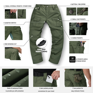 Pantalones de senderismo de alta calidad para hombre, pantalones tácticos para exteriores, diseño moderno, pantalones de senderismo multibolsillos personalizables - Product Image 3