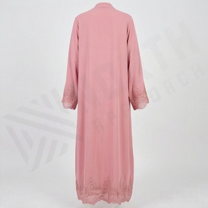 Nouvelle Abaya Grande Taille à Manches en Dentelle Florale et Fermeture Éclair, Couleur Personnalisable, Robe Décontractée d'Été Exclusive pour Femme, Tenue Pudique, Vente Transfrontalière - Product Image 2