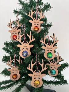 Adorno Navideño de Madera Personalizado con Forma de Ciervo, Nombre Grabado Wanda, Objetos Decorativos Navideños, Decoración para Colgar en la Pared, Diseño Tradicional - Product Image 5