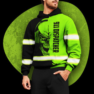 Sudadera con Capucha Reflectante de Alta Visibilidad con Diseño de Calavera Personalizada, Ropa de Trabajo de Seguridad, Sudadera con Capucha Forrada de Forro Polar de Alta Visibilidad - Product Image 3