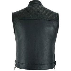 Chaleco de Motocicleta Personalizado Unisex Acolchado de Cuero Genuino con Cuello Alto, Chaleco de Motociclista Impermeable y Cortavientos para Invierno - Product Image 4