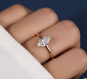 Anillo de Diamante Marquise Cultivado en Laboratorio de 1.00CT, Oro Amarillo de 14K, VVS2, Certificado IGI, Chapado en Rodio, Anillo de Compromiso Personalizado al por Mayor - Product Image 5