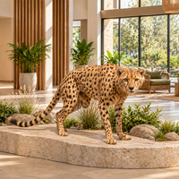 Statue de guépard personnalisée avec texture de peau détaillée, grande simulation en fibre de verre, animal félin pour l'affichage dans les grands halls
