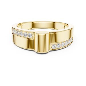 Bague moderne à rainures en or jaune 14 carats avec diamant de laboratoire taille ronde, moins d'un carat, plaqué or, luxe pour femme - Product Image 1