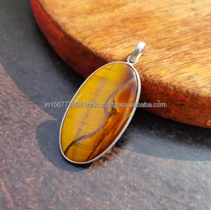 Collier oeil de tigre en argent sterling Collier oeil de tigre Pendentif oeil de tigre Bijoux oeil de tigre Collier homme Collier femme - Product Image 2