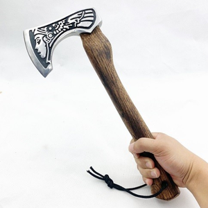 Hache de survie artisanale de qualité supérieure, vente en gros, tête sculptée, manche en bois, lame en acier au carbone de qualité DIY, longueur totale de 15 pouces - Product Image 4