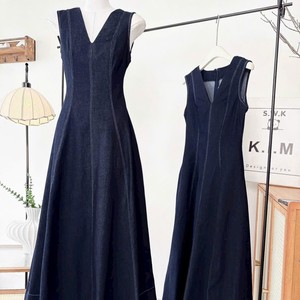 <b>Women</b> Linen Denim Strapless Sleeveless Midi <b>Dress</b> <b>Vintage</b> Empire Waist Plain Dyed Breathable Fit Flare Silhouette Spring/Summer - Product Image 5