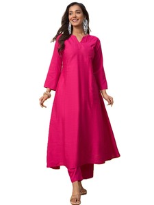 Women's South Cotton Modern Summer Wear Solid <b>Colour</b> Traditional Indian Casual Wear Anarkali Kurta Kurti <b>Set</b> - Product Image 1