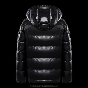 แจ็กเก็ตขนเป็ดกันน้ำสีดำสำหรับผู้ชายมีซิปกันลมปรับแต่งได้ไซส์ใหญ่พิเศษทันสมัย - Product Image 4