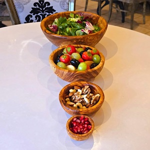 Bol à salade en bois naturel ILAHI, écologique, en bois d'acacia, style vintage, logo personnalisé, pour mariage, ustensiles de cuisine, vaisselle, en stock - Product Image 2