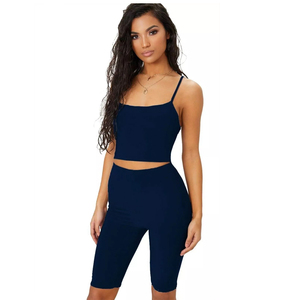 Summer Women Gym Wear <b>Sets</b> Spaghetti Strap Crop Top High Waist Shorts Quick Dry Moisture Wicking Activewear Wholesale <b>Sets</b> - Product Image 6