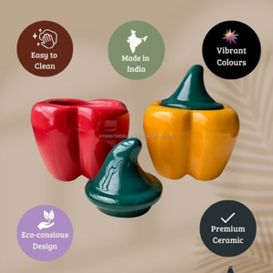 Ensemble de récipients à condiments en céramique AG Elements en forme de poivre, pots à épices décoratifs pour la cuisine avec couvercle, faits à la main, fournisseur OEM en gros - Product Image 6
