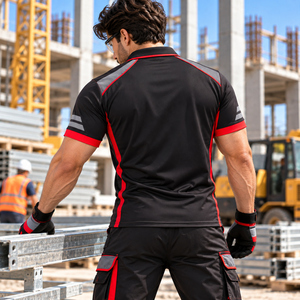 Camisa Polo de Trabajo Transpirable que Absorbe la Humedad, Uniforme de Trabajo para Hombre, Camisa de Trabajo de Manga Corta con Logotipo Personalizado, Transpirable - Product Image 3