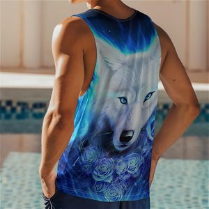 Débardeur Homme Personnalisé OEM avec Impression 3D par Sublimation, Motif Loup Intégral, T-shirt Décontracté sans Manches pour l'Été, Style Streetwear, Gilet de Sport - Product Image 2