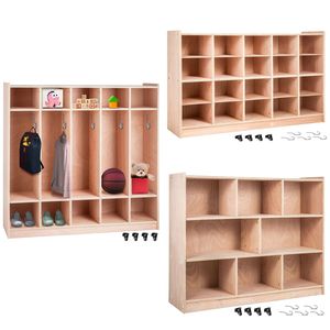 5 Section Coat Locker 48x12x48 Inch Daycare Cubby Coat Rack with Backpack Hanger 5 <b>Hooks</b> Stora Classroom Cube Storage Bins - Product Image 1