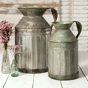 Newest Design Metal Galvanized Flower Vases Handmade Milk Can With Side Handle For Home Outdoor Garden Decor Flower Holder - Product Image 4