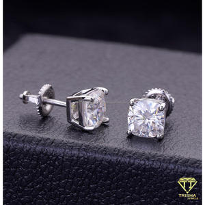Pendientes de Diamantes Cuadrados Cultivados en Laboratorio de Primera Calidad, Plata de Ley 925, Colección de Joyería Fina - Product Image 2