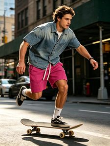 Pantalones Cortos de Forro Polar para Hombre, de Corte Holgado, con Bolsillos Laterales, para Marcas de Marca Propia y Atuendos Casuales Diarios - Product Image 6