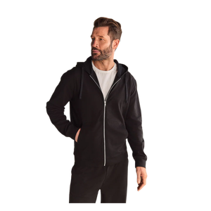 Sudadera con Capucha y Cremallera para Hombre, Color Sólido, Felpa de Algodón, Corte Casual, Estilo Otoñal - Product Image 3