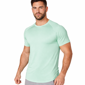 T-shirt de sport en tricot pour homme |   Manches courtes, séchage rapide, col rond élastique |   Vêtements de sport décontractés pour la course à pied et la gym |   Vente en gros OEM - Product Image 2