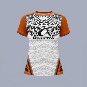Camiseta de Manga Corta para Mujer, Tejido de Punto, Ligera, Transpirable, de Secado Rápido, Diseño Tribal, Cuello Redondo - Product Image 1