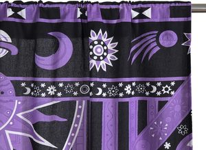 Cortinas de Ventana con Diseño de Mandala Hippie y Sol Indio, Estilo Bohemio Gitano, con Estampado de Sol y Luna, para Dormitorio, Sala de Estar, Balcón, Color Morado - Product Image 2