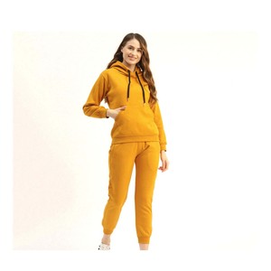 Trendy half <b>zip</b> tracksuit for women featuring a stylish cropped fit and high waist joggers made from soft cotton blend fabric - Product Image 1