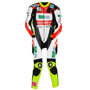 Combinaison de course MotoCP Marco Simoncelli en cuir de vachette/canguro 1 pièce pour moto Gilera – Combinaison/Monokini MotoCp pour motard de niveau compétition - Product Image 1