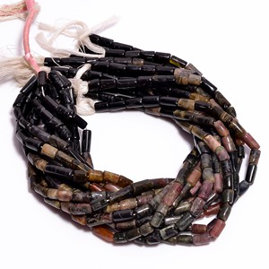 Perles tubulaires en tourmaline naturelle, lisses et polies, pour la création de bijoux - Product Image 1