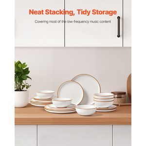 Set di Stoviglie Semplice ed Elegante da 6 Persone (18 Pezzi) - Piatti e Ciotole in Ceramica Assorbente, Resistenti ai Graffi, Lavabili in Lavastoviglie e Utilizzabili nel Microonde - Product Image 4