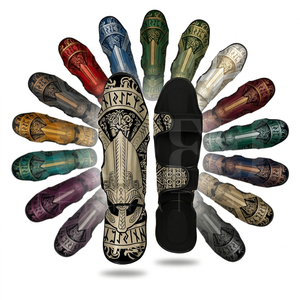 Protège-tibias en cuir PU pleine couverture pour Muay Thai et Kickboxing – Équipement de protection personnalisé pour l'entraînement et le sparring en arts martiaux et MMA - Product Image 1