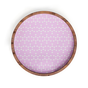 Plateau de service décoratif rond en bois massif avec bord en maille métallique, plateau de présentation pour table basse ou ottoman - Product Image 5