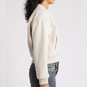 Custom Logo Women's Cropped Varsity Bomber <b>Jacket</b> Button Baseball Letterman <b>Jacket</b> <b>Short</b> Length Solid Wool Quilted - Product Image 4