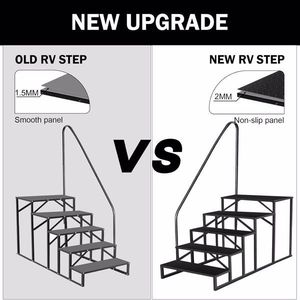 5 Step RV Stairs with Handrail 660 Lbs Load Capacity Anti Slip Panel Mobile Home Travel Stairs RV Parts & Accessories - Product Image 6