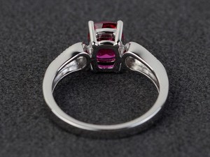 Anillo de rubí plateado con corte cojín, gema roja, anillo de compromiso de rubí, piedra de nacimiento de julio, joyería fina para mujer - Product Image 2