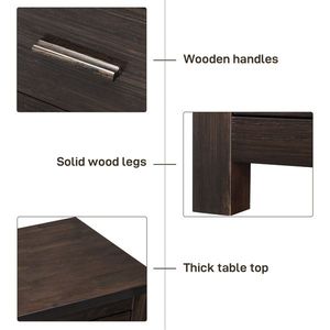 Commode verticale à 5 tiroirs 73x40x120cm en MDF marron avec placage en bois massif - Product Image 4